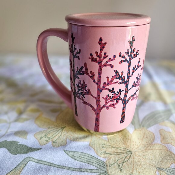 Large David's Tea Pink Tree Covered Mug - Picture 3 of 8